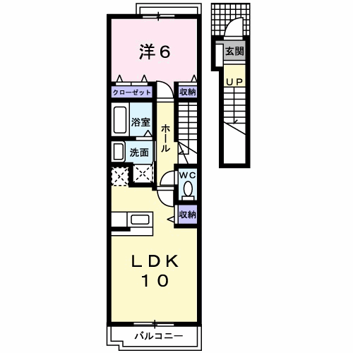 エアリー レジデンス B(1LDK/2階)の間取り写真