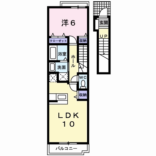 エアリー レジデンス B(1LDK/2階)の間取り写真