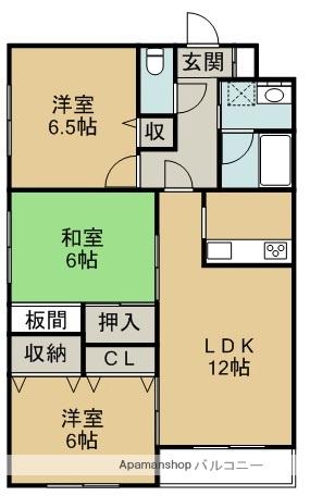 エクシード山城(3LDK/3階)の間取り写真