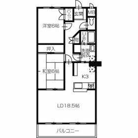 アップルコート(2LDK/4階)の間取り写真