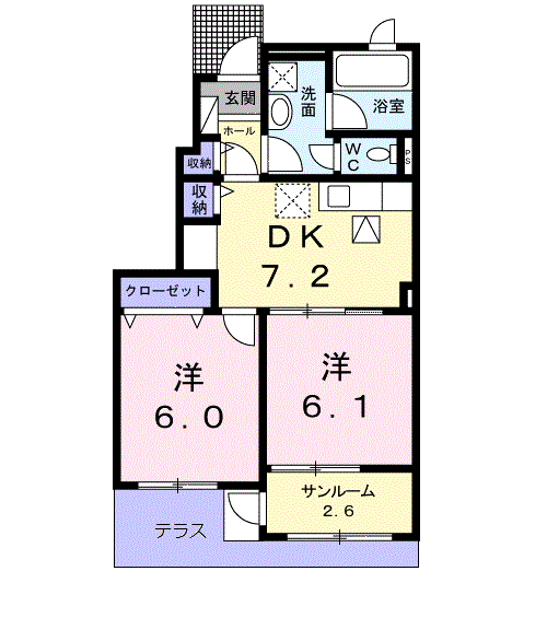 ユーズガーデン3(2DK/1階)の間取り写真