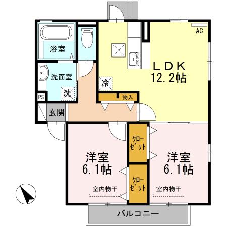 ドルチェ(2LDK/1階)の間取り写真