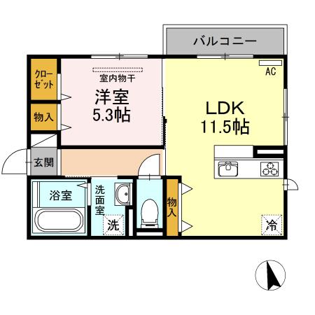 浜の前ガーデン(1LDK/2階)の間取り写真