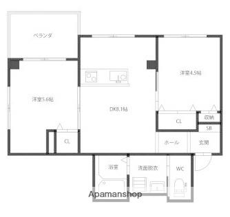 ピース コウセイ 北佐古 B棟(2DK/2階)の間取り写真