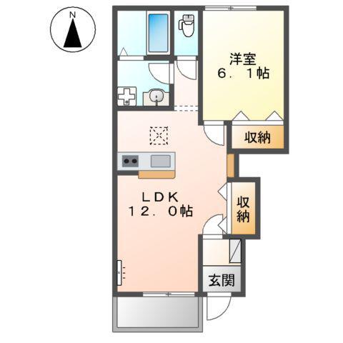 カネイコート日開野Ⅱ(1LDK/1階)の間取り写真