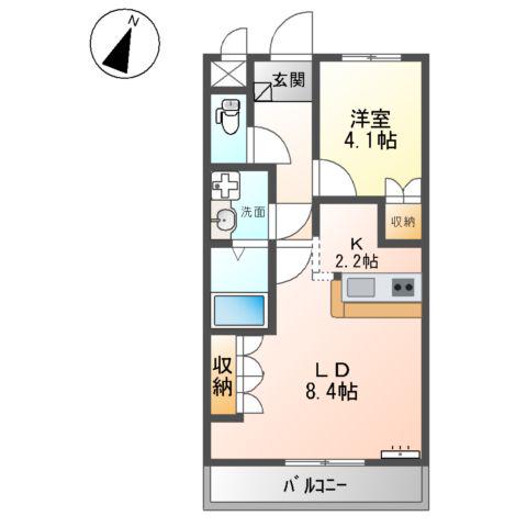 COMFORCE 橋本(1LDK/2階)の間取り写真