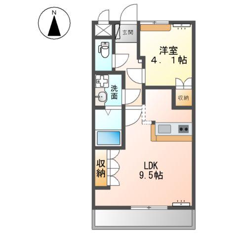 レジデンス城西Ⅰ(1LDK/2階)の間取り写真