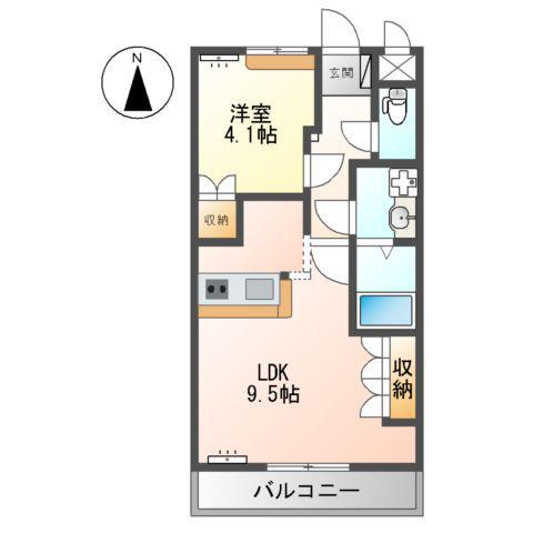 レジデンス城西Ⅰ(1LDK/2階)の間取り写真