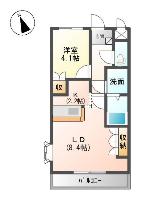 ソレイユビアン(1LDK/1階)の間取り写真