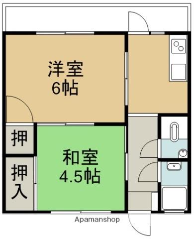 グランピア幟町(2K/1階)の間取り写真