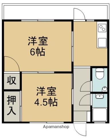 グランピア幟町(2K/3階)の間取り写真