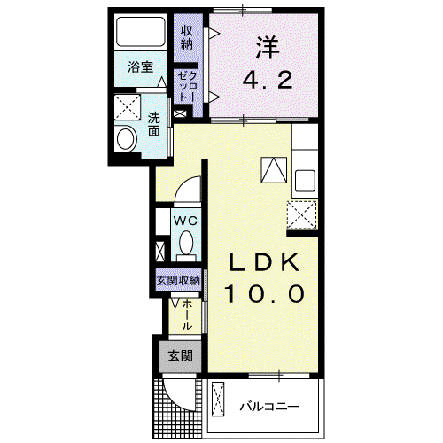 グラチチュードⅠ(1LDK/1階)の間取り写真