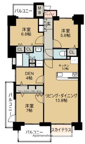 ロイヤルガーデン南仲之町(3SLDK/10階)の間取り写真