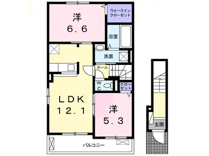 メゾンリヴィエールA(2LDK/2階)の間取り写真