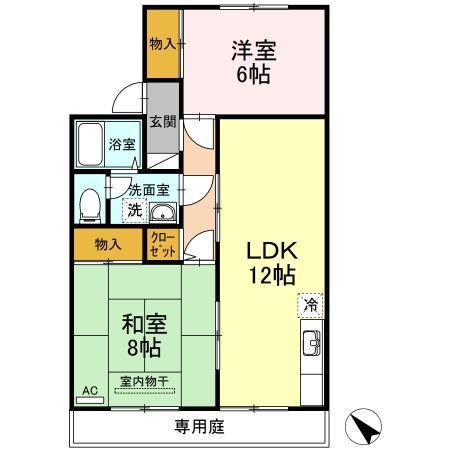 ヴィラセゾン A棟(2LDK/1階)の間取り写真