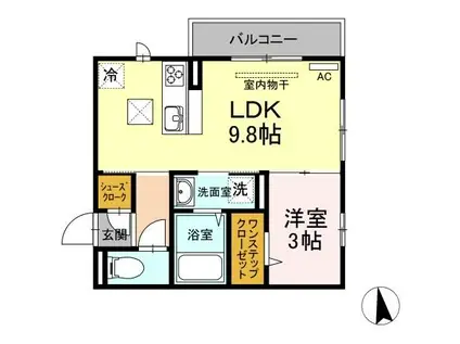 アゼリアブロム(1LDK/1階)の間取り写真