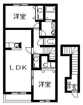 レクサスⅠB(2LDK/2階)の間取り写真