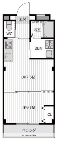 ピース・スクエア 八万Ⅱ A・B(1DK/2階)の間取り写真