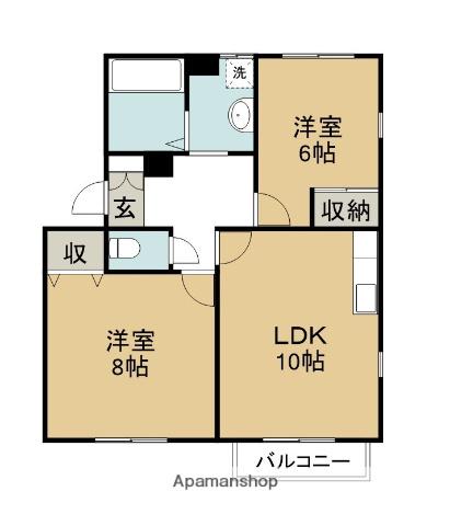 プライムコート(2LDK/2階)の間取り写真