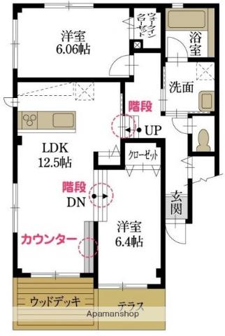 ピースソレイユ(2LDK/1階)の間取り写真