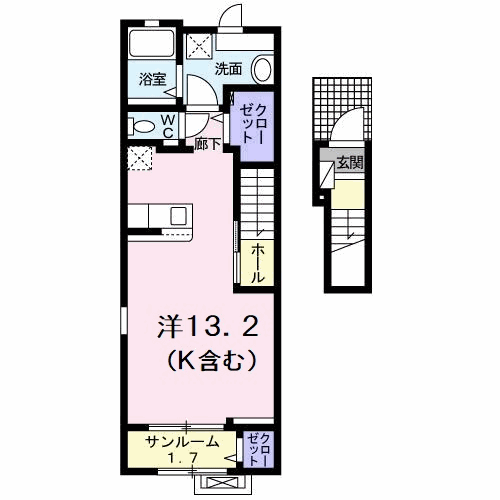 ベル ルミエール 南Ⅲ(1K/2階)の間取り写真