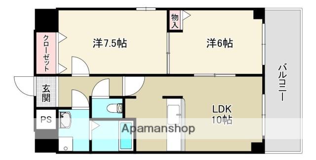 エステイト佐古(2LDK/8階)の間取り写真