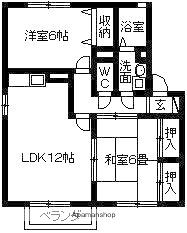 メゾンクレストA・B(2LDK/2階)の間取り写真