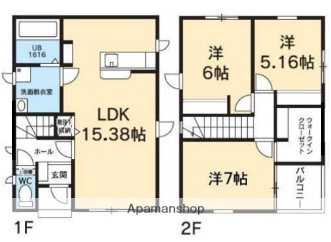 徳島線 鮎喰駅 徒歩29分 2階建 築16年(3LDK)の間取り写真