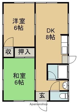 橋口アパート(2DK/1階)の間取り写真