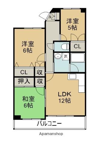 リバーサイド南末広七番館(3LDK/2階)の間取り写真