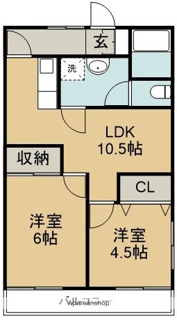 青葉マンション(2LDK/1階)の間取り写真