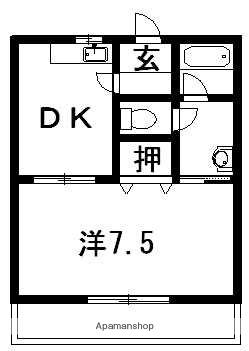 ロイヤルハイツ(1DK/2階)の間取り写真