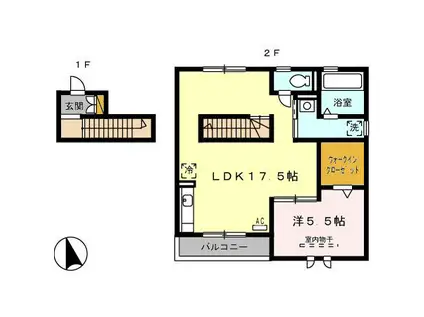 ロイヤルテラス(1LDK/2階)の間取り写真