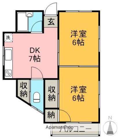松本アパート(2DK/3階)の間取り写真