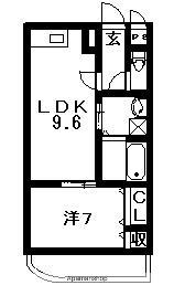 マリベール山城(1LDK/1階)の間取り写真