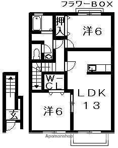 ナトゥラヴィータ壱・弐番館(2LDK/2階)の間取り写真