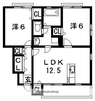 ドエル四季弐番館(2LDK/1階)の間取り写真