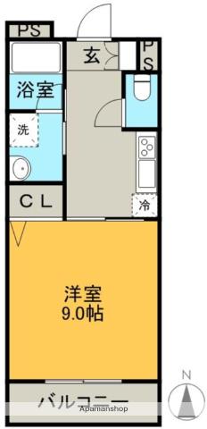 グランドパイン(1K/1階)の間取り写真