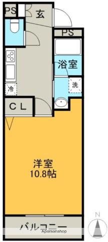 グランドパイン(1K/2階)の間取り写真