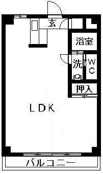 コーポラスTSUBO(ワンルーム/3階)の間取り写真
