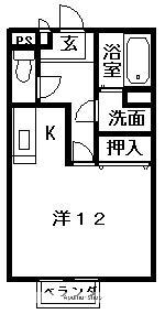 ゆとりあ壱番館(ワンルーム/2階)の間取り写真