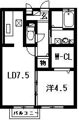 レセンテ住吉(1LDK/2階)の間取り写真