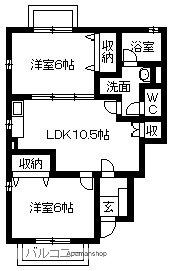 ハーブメゾン多田(2LDK/1階)の間取り写真