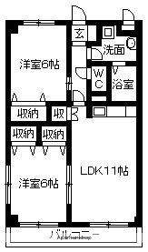 ハーブメゾン藤井(2LDK/1階)の間取り写真