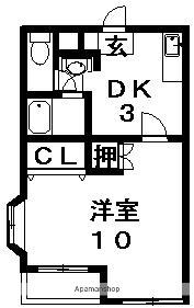 ギャラック沖洲(1DK/2階)の間取り写真