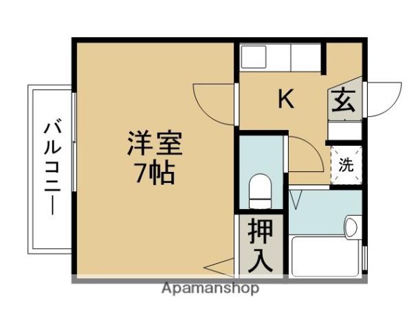 タウンハイツF(1K/2階)の間取り写真