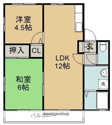 レトア三軒屋(2LDK/1階)の間取り写真