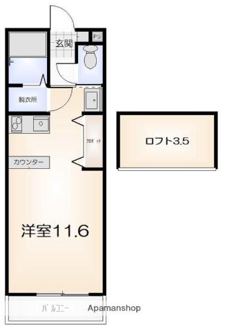 AUTHENTIC HEIGHTS WISH ONE(ワンルーム/2階)の間取り写真