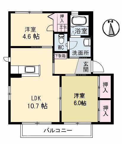 シャーメゾン ヴァイデ B棟(2LDK/2階)の間取り写真