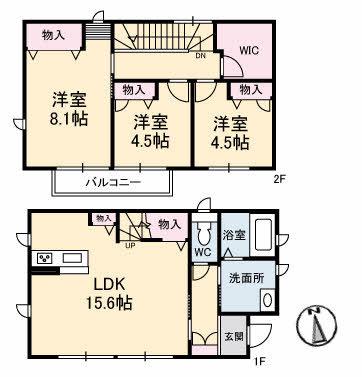 牟岐線 文化の森駅 徒歩17分 2階建 築12年(3LDK)の間取り写真